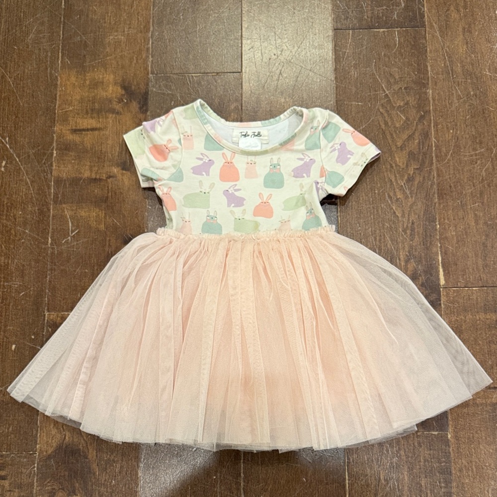 Taylor Joelle - Pink Tulle Kids Casual Dress with Bunnies